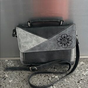 Gray Floral Accent Crossbody Satchel - Women's Crossbody Bag